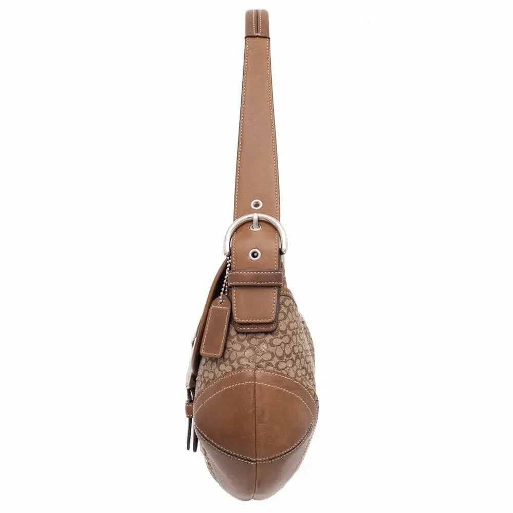 COACH 6808 Y2K Soho Brown Signature Leather Canvas Buckle Hobo Shoulder Bag RARE